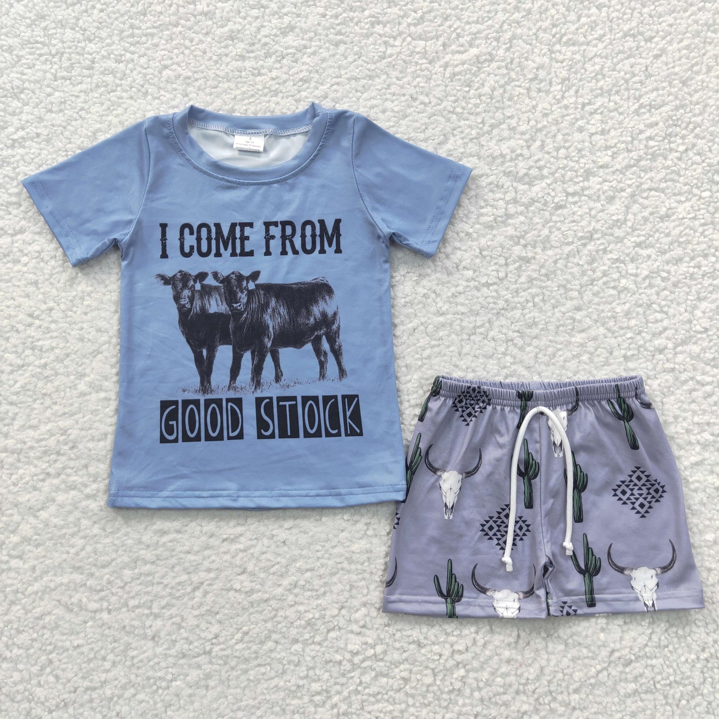 boys western cow t-shirts+shorts sets BSSO0240