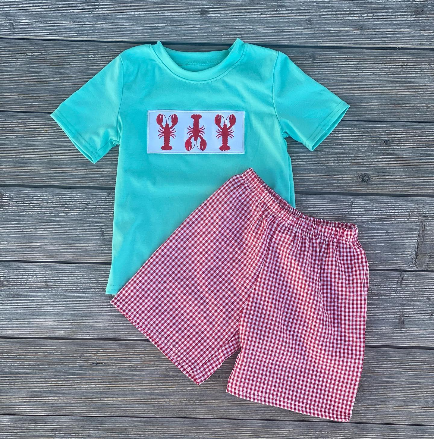 BSSO0597 baby boy clothes crayfish toddler boy summer outfit