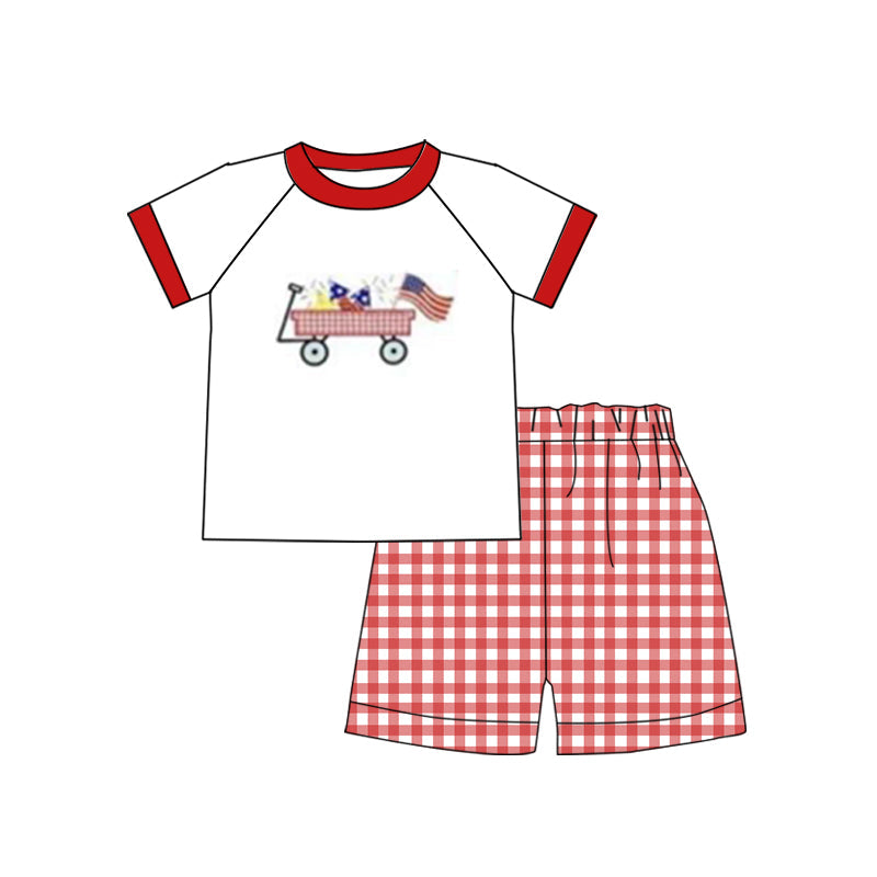 BSSO0618 pre-order baby boy clothes flag 4th of July patriotic toddler boy summer outfit