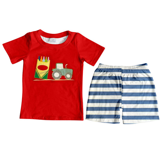 BSSO0621 pre-order baby boy clothes colour pencil toddler boy  back to school summer outfis