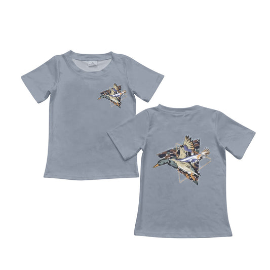 BT0599 pre-order baby boy clothes grey mallard boy summer tshirt