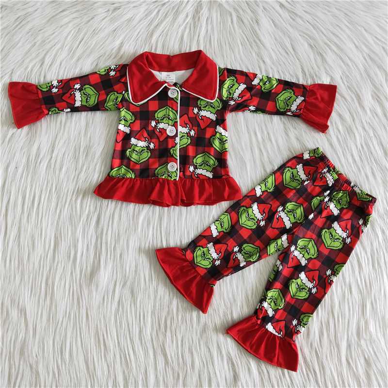 6 A19-15 Christmas girl pajamas set