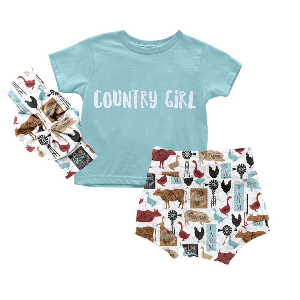 Country Girl Blue Bummie Set