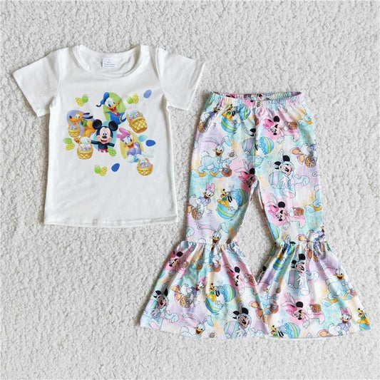 summer cartoon T-shirt bell bottoms outfits E10-18