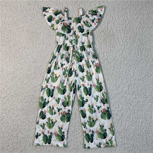 girls green cactus jumpsuit G5-6