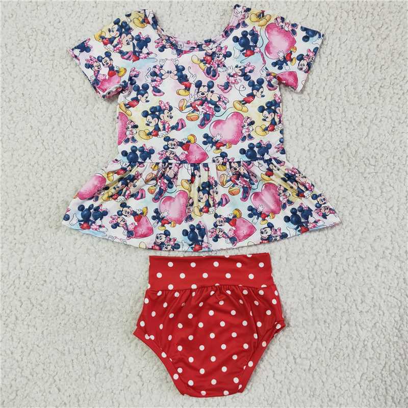 girls cartoon tops bummies set GBO0036