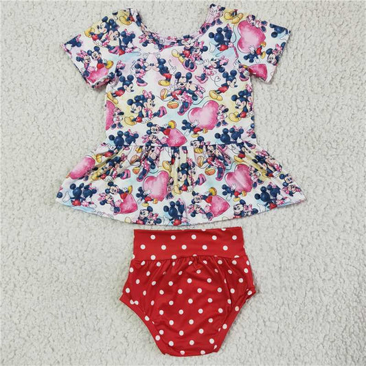 girls cartoon tops bummies set GBO0036