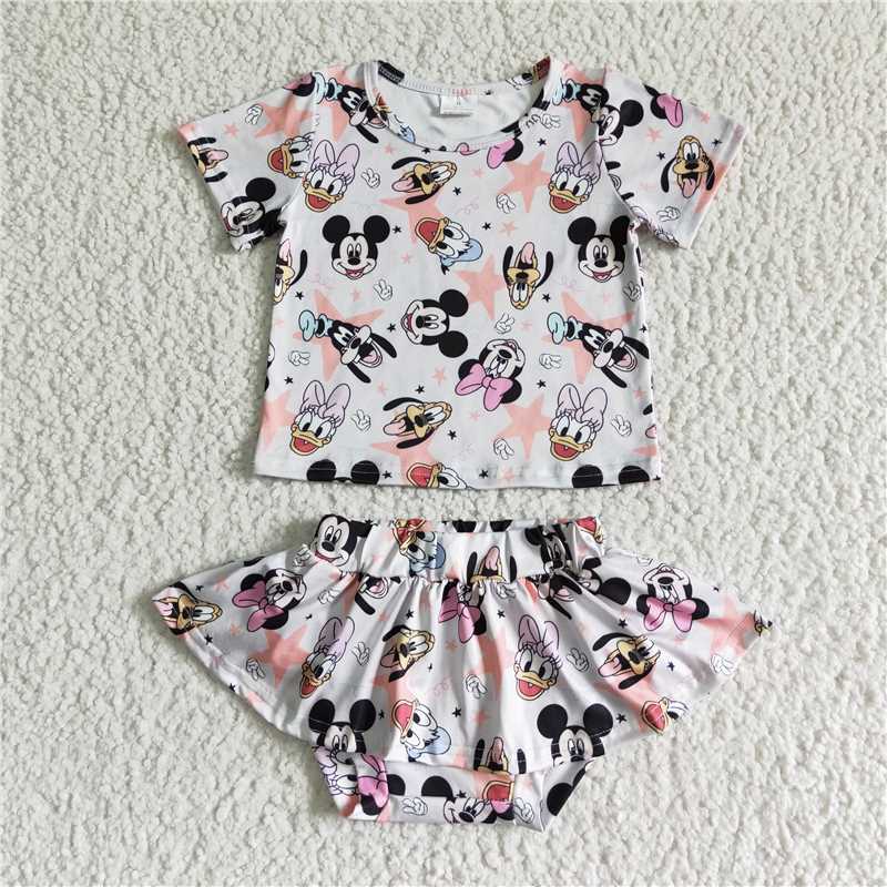 girls cartoon tops bummies set GBO0046