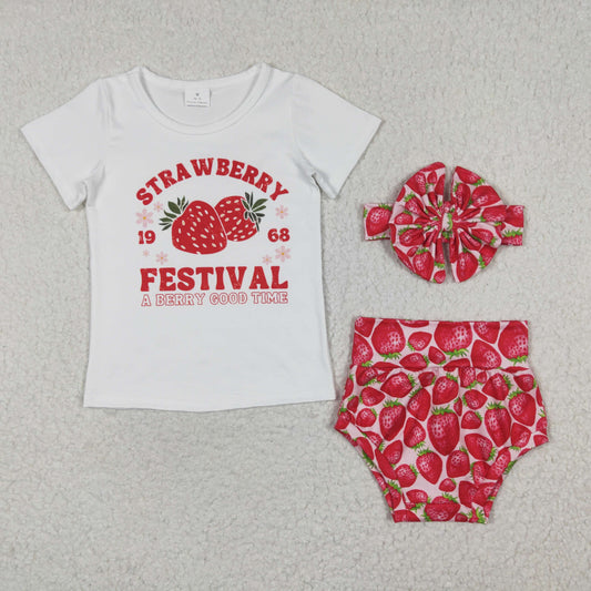 strawberry tops bummies headbands 3pcs sets GBO0097