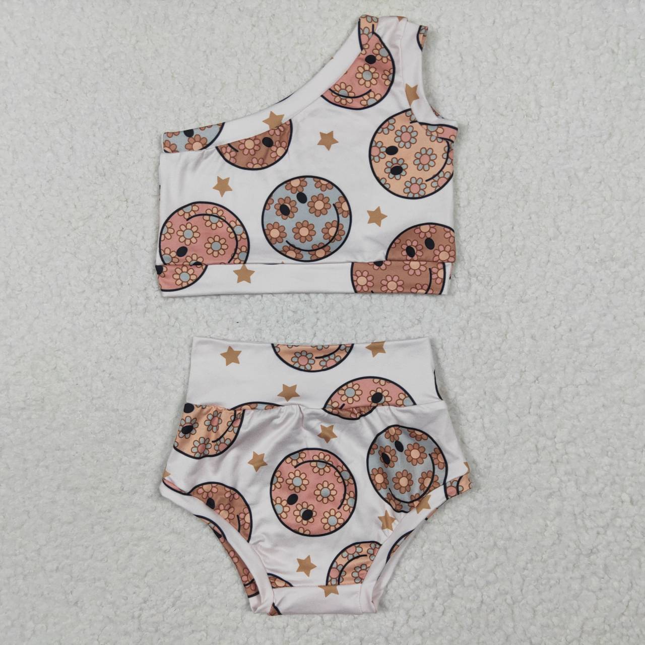 smile face crop tops bummies sets GBO0119