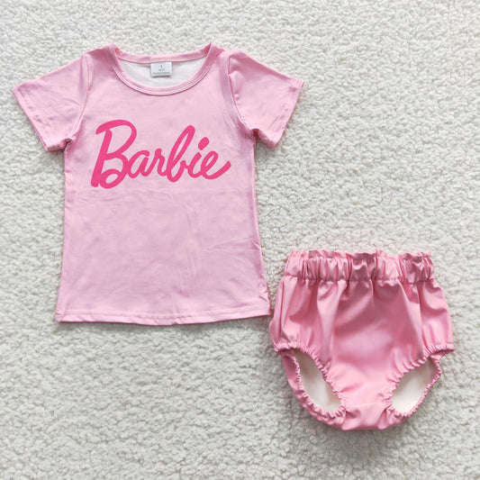 pink barbie tops+leather bummies sets GBO0150