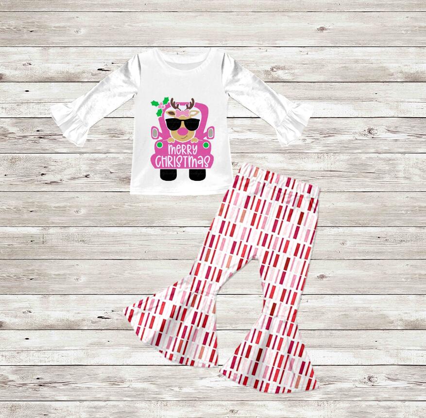 Merry Christmas Long sleeve Top bell bottoms pants set-preorder