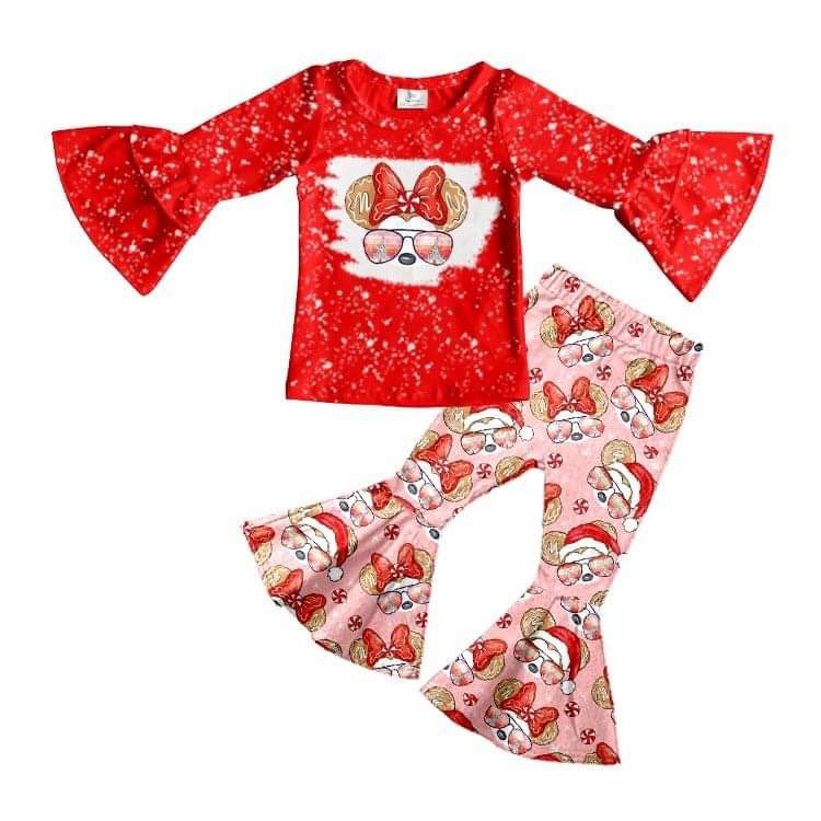 Christmas Long Sleeve Top bell bottoms Pants set-preorder