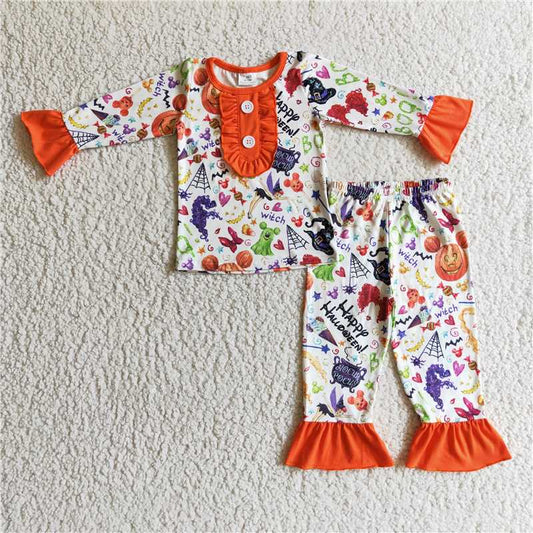 Halloween girls long sleeve pajamas set GLP0127