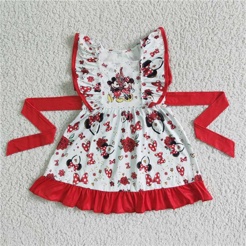 girls cartoon waistband dress GSD0069