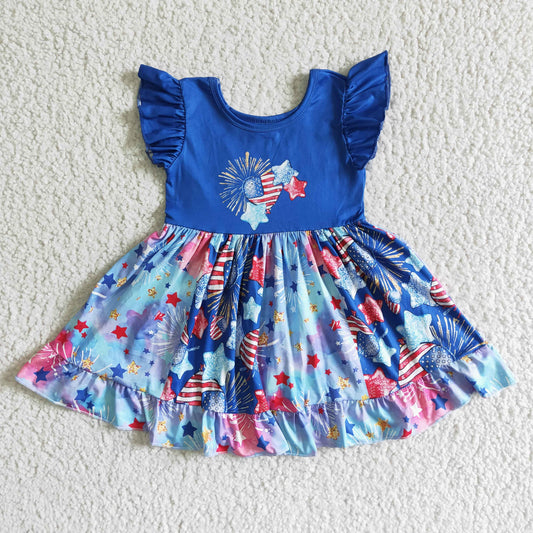 4th of July Firework Ruffle patchwork Dresses