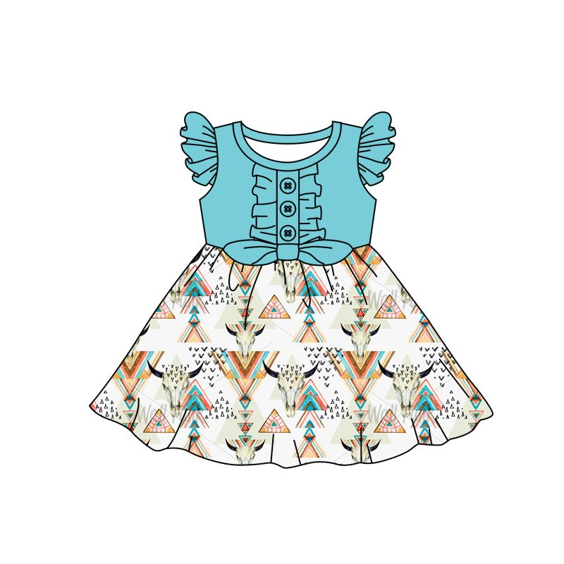 Heifer blue Girl flutter sleeve Dresses-preorder