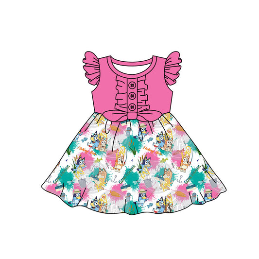 Cartoon Girl flutter sleeve Dresses-preorder