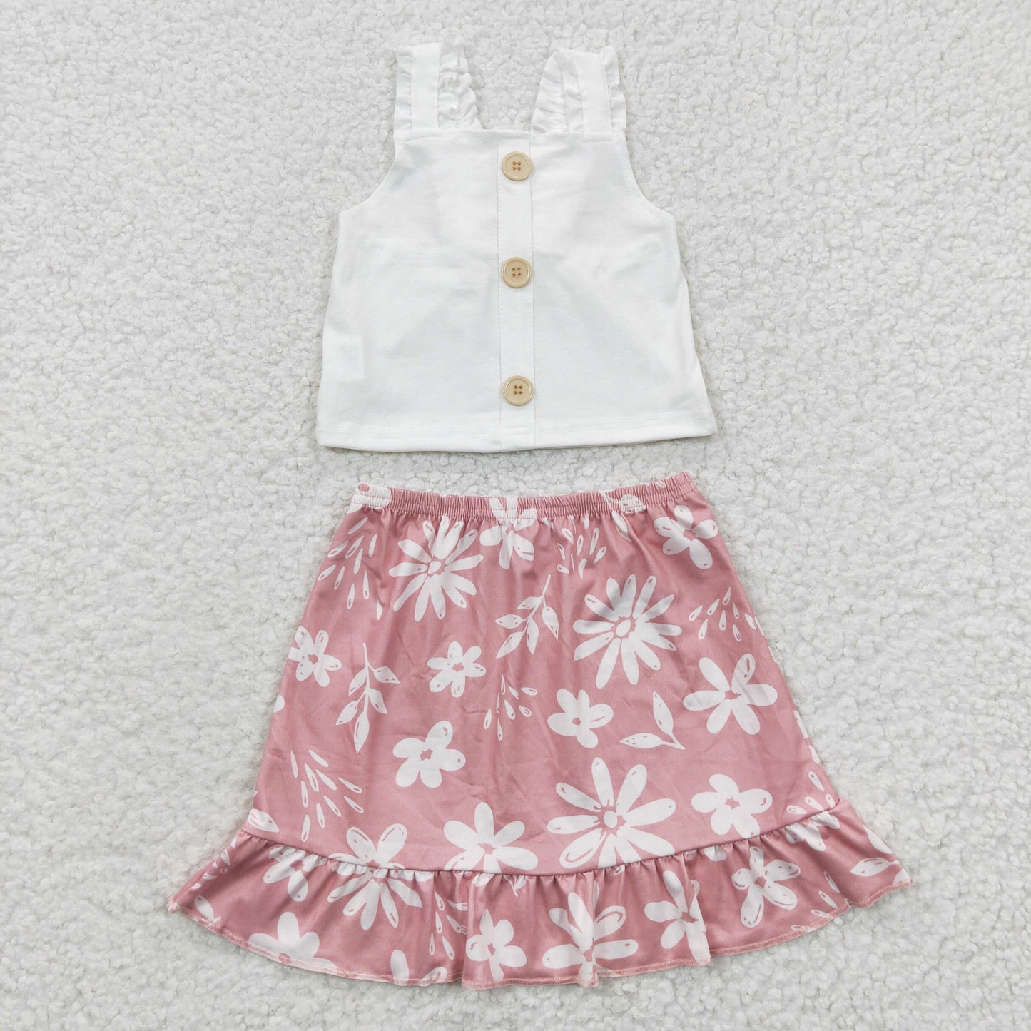 White crop tops floral skirts sets GSD0270