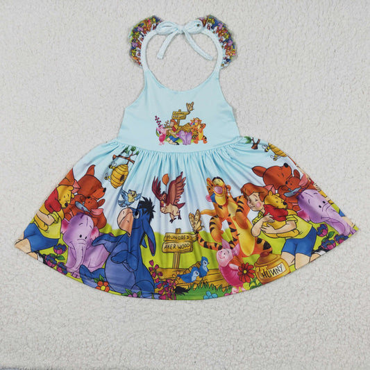 kids summer cartoon halter dress GSD0271