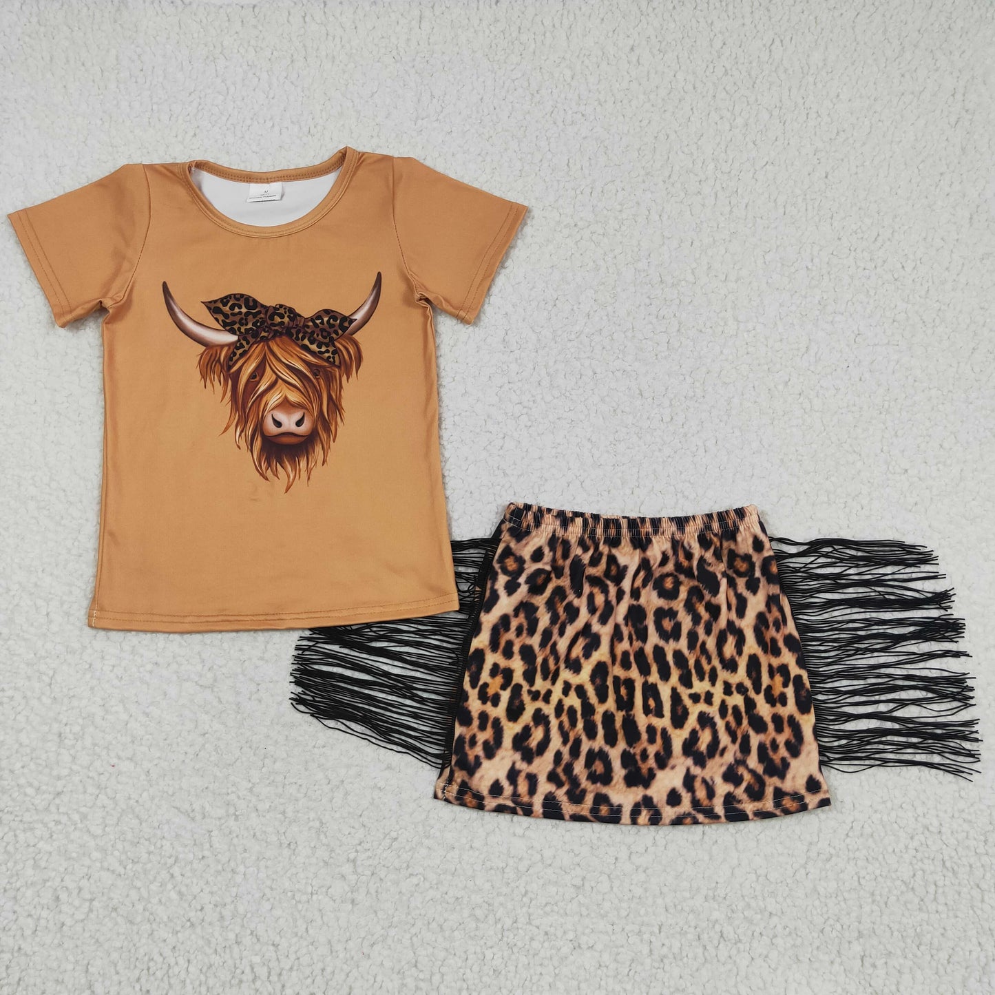 Highland Cow T-shirts tassel skirts sets GSD0301