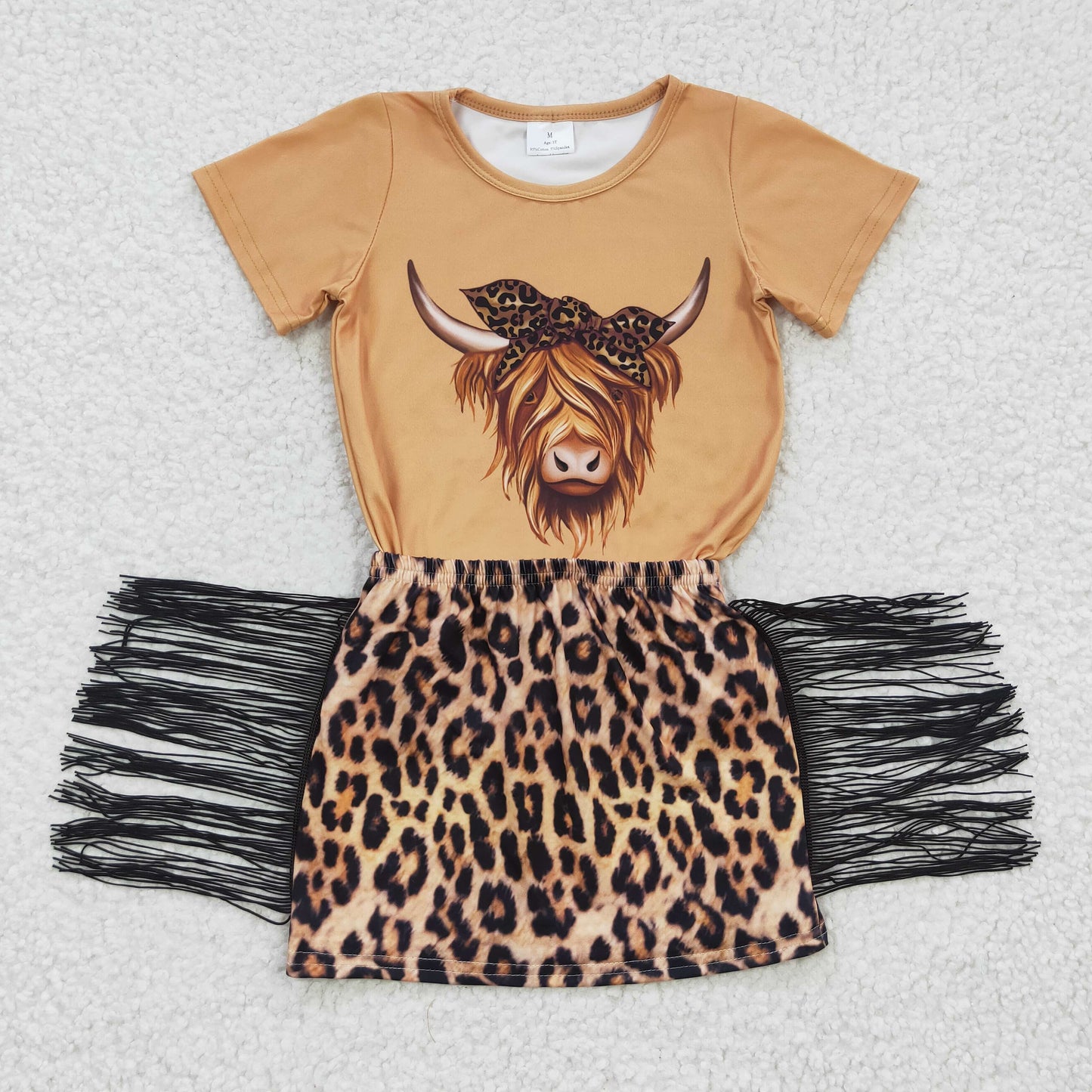 Highland Cow T-shirts tassel skirts sets GSD0301