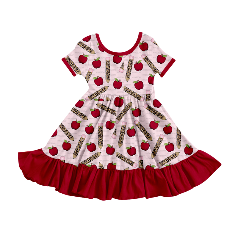 girls red back-to-school dress GSD0314