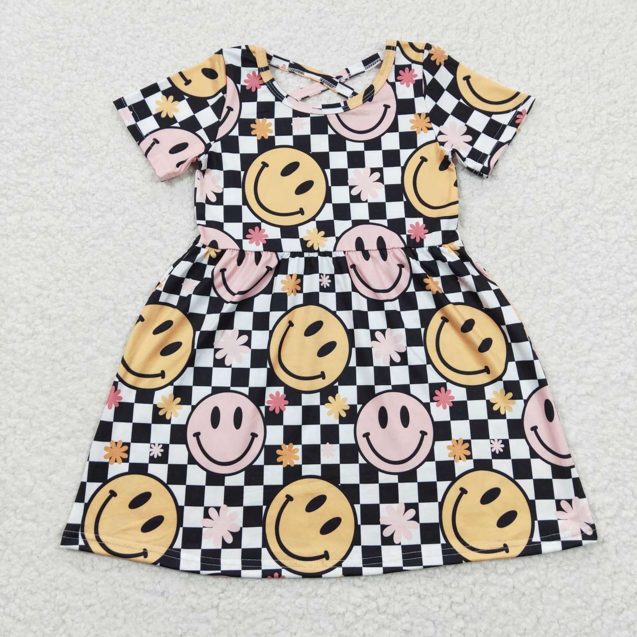 smile face checker dress GSD0336