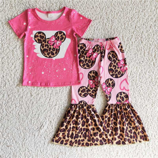 leopard cartoon T-shirt bell bottoms outfits GSPO0225