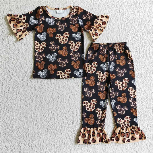 girls leopard pajamas set GSPO0229