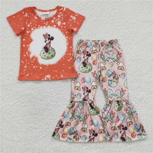 cartoon orange T-shirt bell bottoms outfits GSPO0425