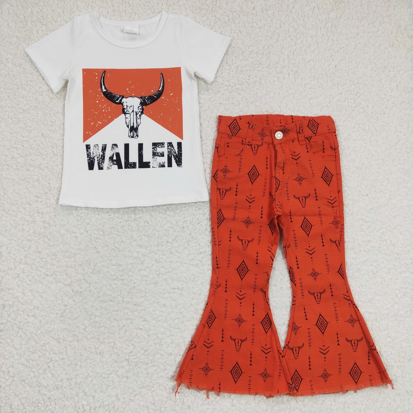 Wallen T-shirts orange jeans set GSPO0481