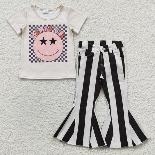 smile tops striped jeans set GSPO0544