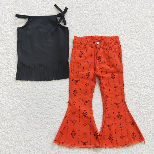 Suede Camis orange jeans set GSPO0561