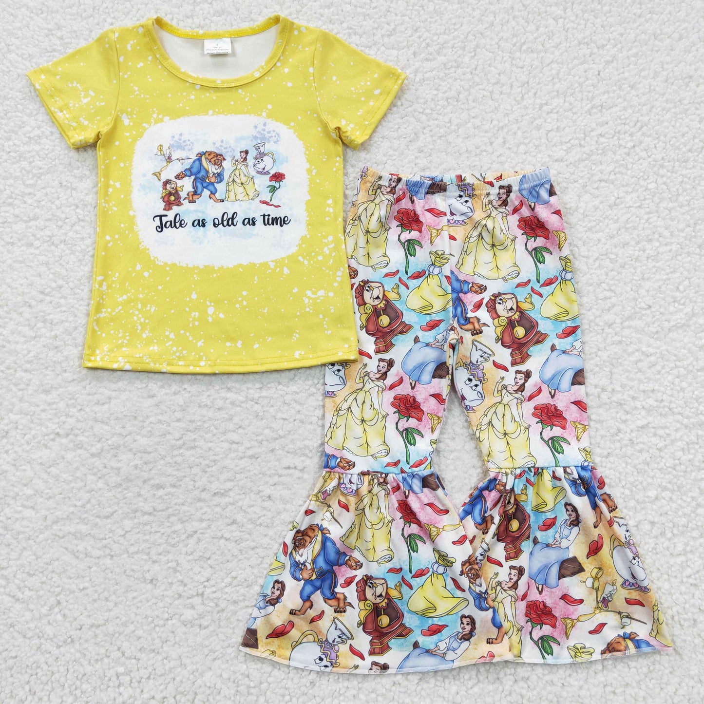 girls princess t-shirts bell bottoms sets GSPO0621