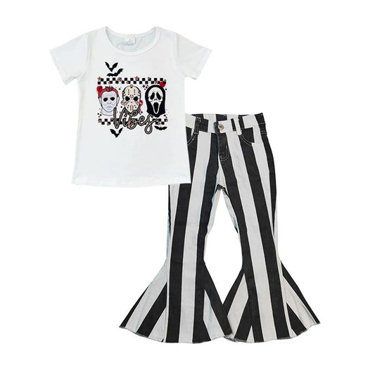 Halloween Girls T-shirts Striped jeans set GSPO0634