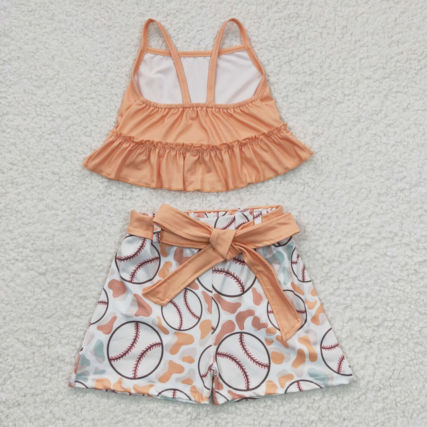 girls orange camis & shorts outfits GSSO0172