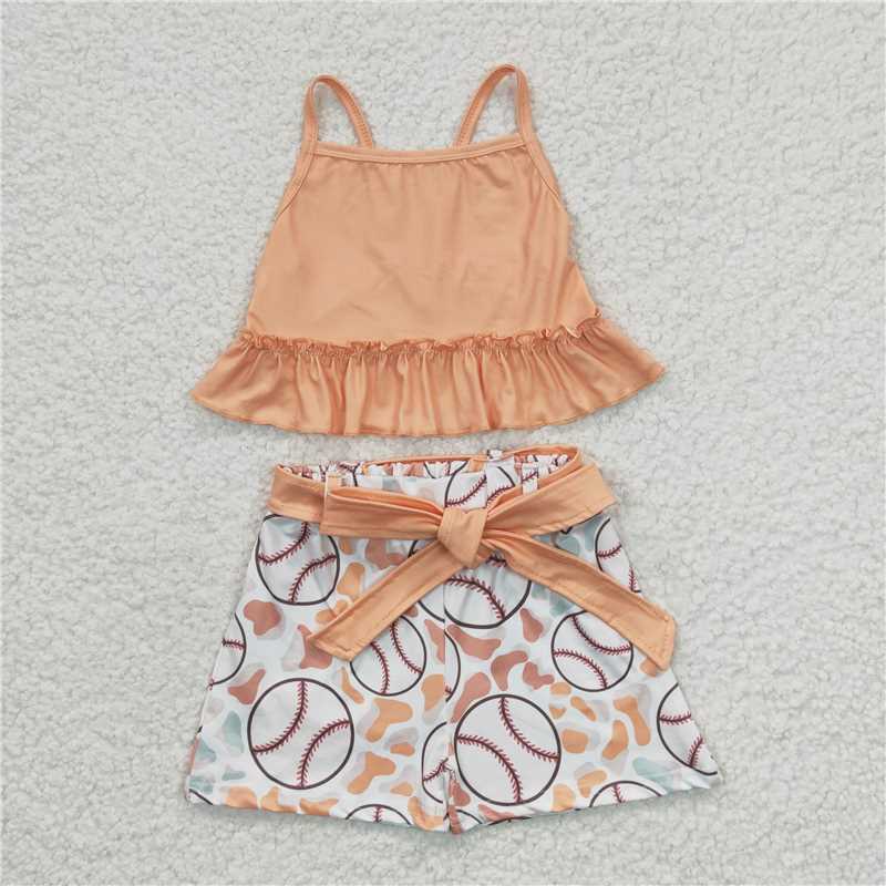 girls orange camis & shorts outfits GSSO0172