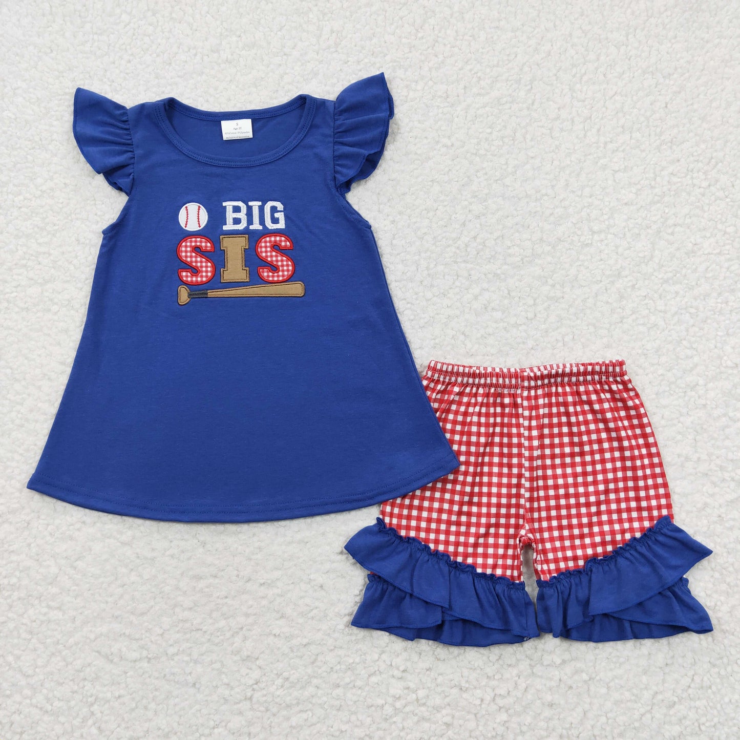 girls baseball embroidery tees shorts sets GSSO0219