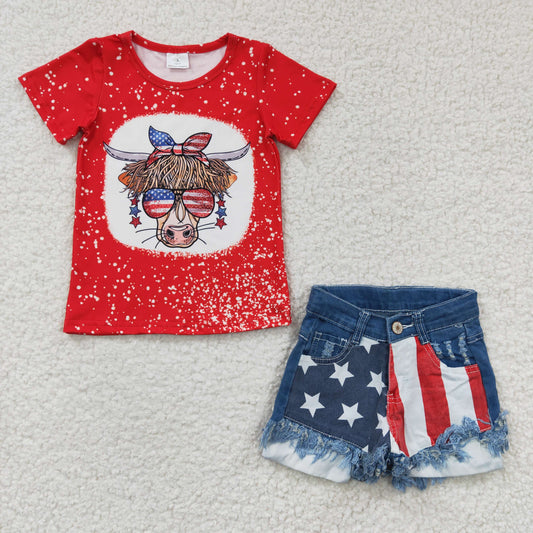 4th of July T-shirts jeans shorts set GSSO0248