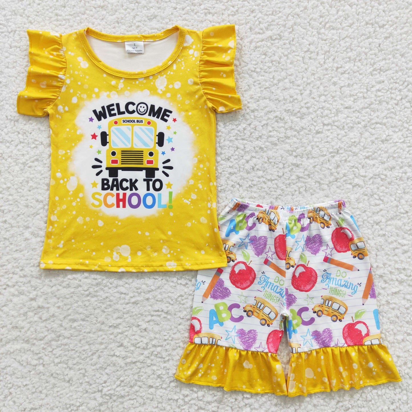 girls back-to-school t-shirts shorts set GSSO0284