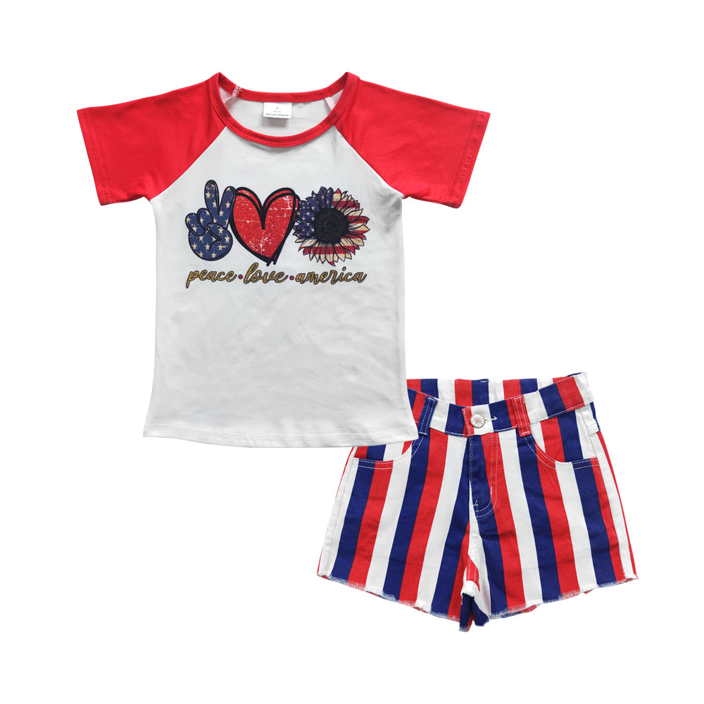 fourth of July T-shirts striped shorts set GSSO0328