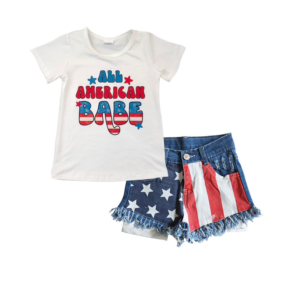 fourth of July T-shirts shorts jeans set GSSO0331