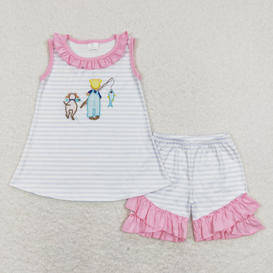 GSSO0412 baby girl clothes girl summer shorts set