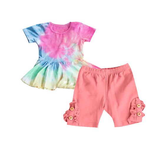 GSSO0642 pre-order baby girl clothes tie dye toddler girl summer outfit