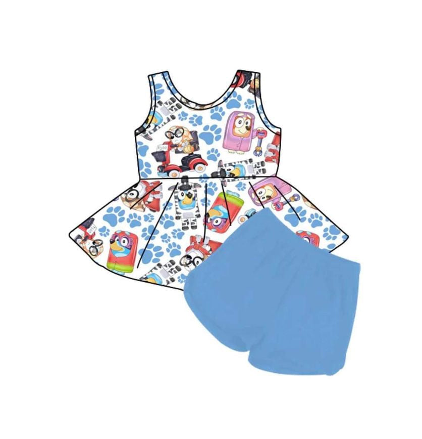 GSSO0660 pre-order baby girl clothes cartoon dog toddler girl summer outfit