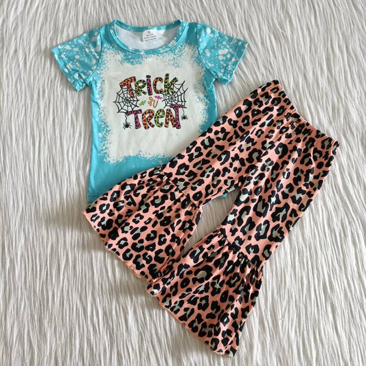 cartoon letter blue top leopard outfit