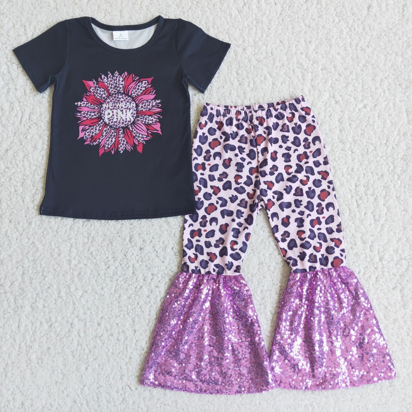 violet sunflower sequins leopard outfit