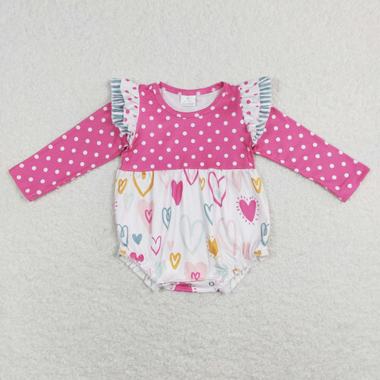 LR0872 baby girl clothes heart valentines day romper