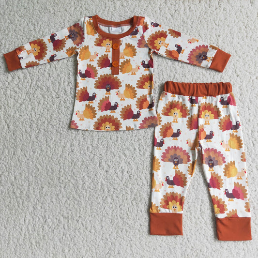 boys Thanksgiving day Turkey pajamas sets 6 B3-3